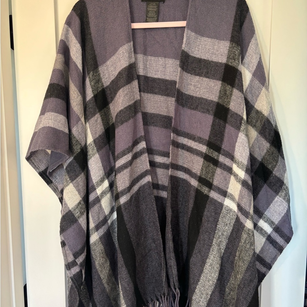 Banana Republic Plaid Shawl Wrap in Purple and Gray